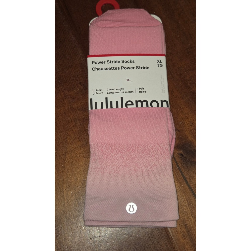 Lululemon Power Stride Crew Socks XL Pink Unisex Performance Activewear